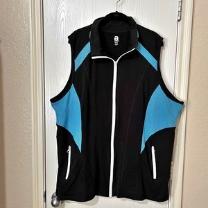 [Avenue] Black & Turquoise Zip Up Sports Vest Jacket